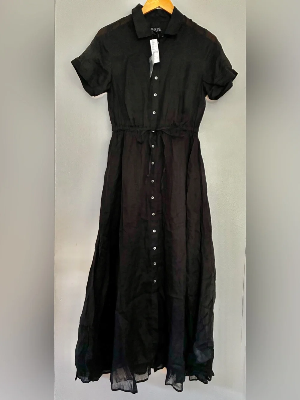 J. Crew Black Cerise shirt-dress in ramie with detachable lining.4T.NWT
